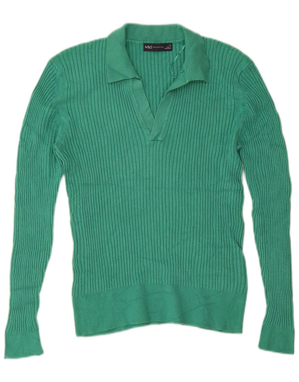 Marks & Spencer Suéter tipo jersey con cuello tipo polo para mujer UK 44 Viscosa verde grande