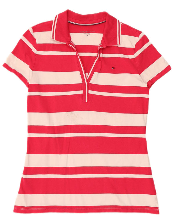Tommy Hilfiger Polo para mujer UK 10 Small Pink Rayas Algodón
