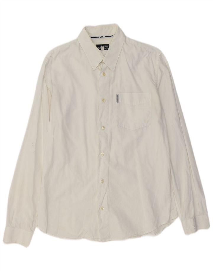 Armani Jeans Camisa Hombre Pequeña Algodón Blanco