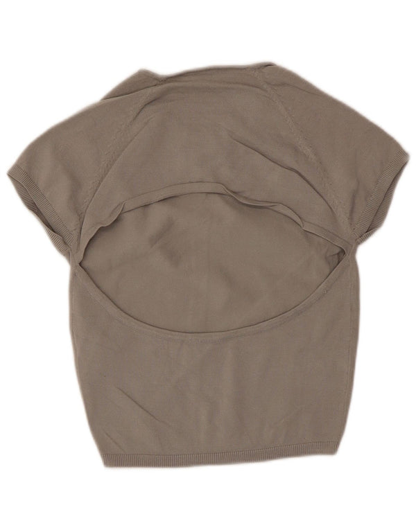 Zara Mujer Crop Blusa Top UK 44 Grande Viscosa Gris