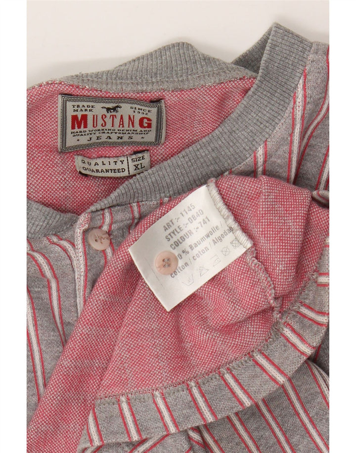 Mustang Camiseta Hombre Top XL Algodón Rayas Gris