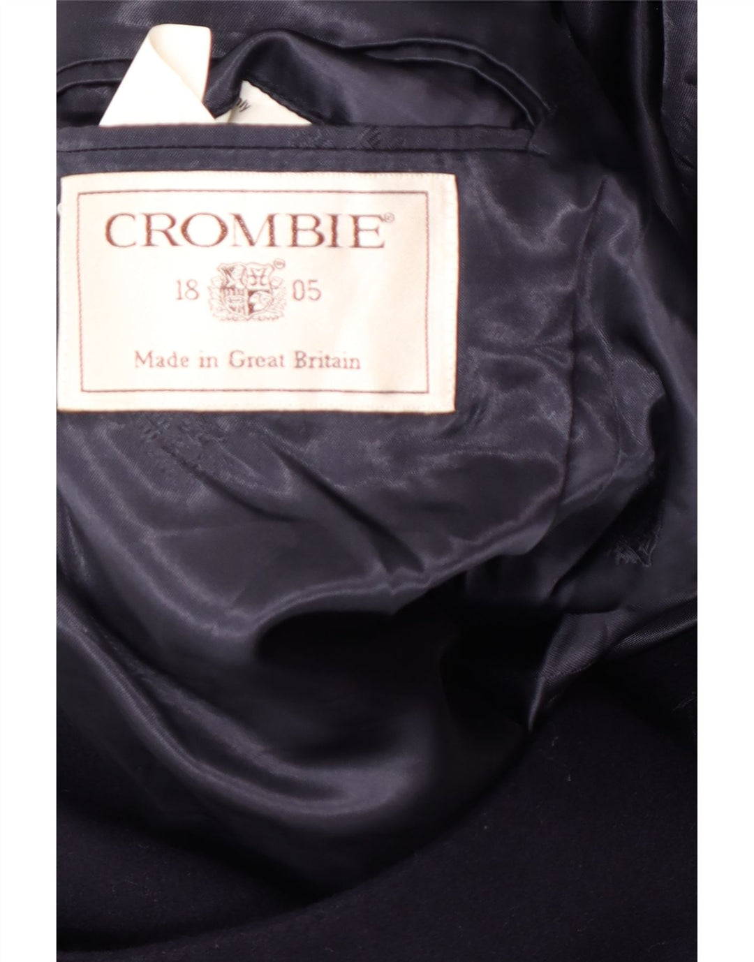 CROMBIE Abrigo para hombre UK 40 Grande Azul marino Nueva lana clásica