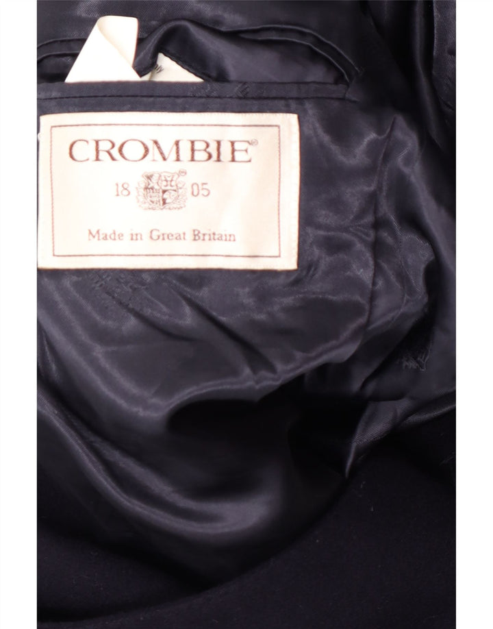 CROMBIE Abrigo para hombre UK 40 Grande Azul marino Nueva lana clásica
