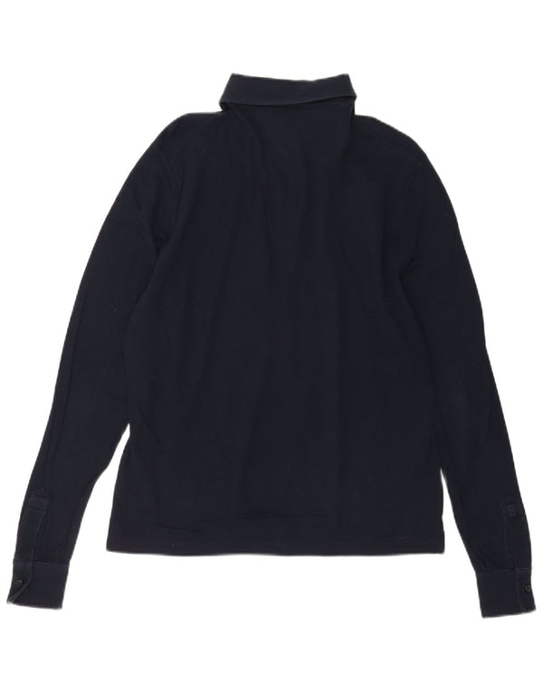 Tommy Hilfiger Polo de manga larga para hombre pequeño de algodón azul marino