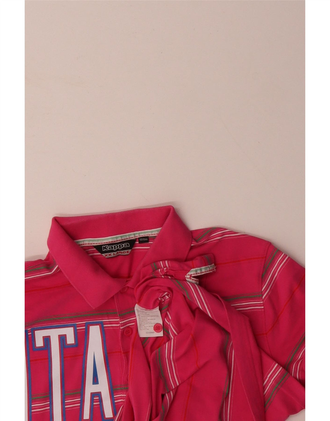 KAPPA Polo gráfico Italia para hombre 2XL Algodón a rayas rosa
