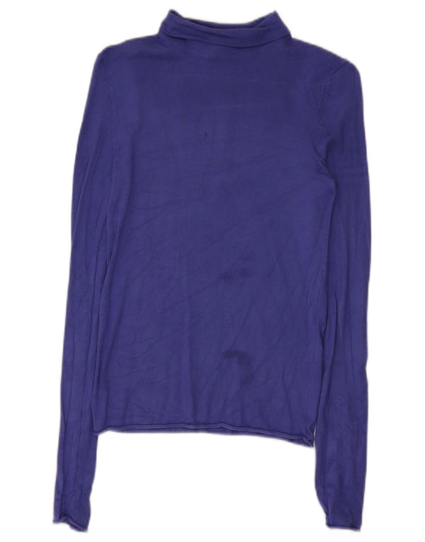 Zara Mujer Top Manga Larga UK 8 Small Viscosa Púrpura