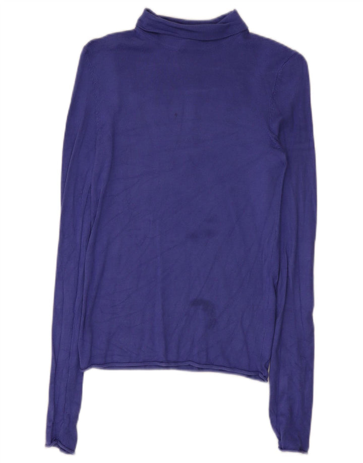 Zara Mujer Top Manga Larga UK 8 Small Viscosa Púrpura