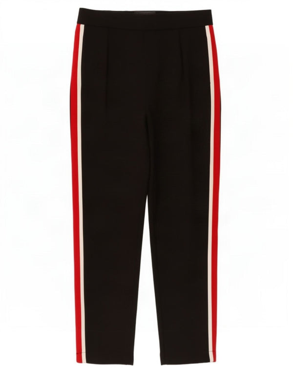 Zara Womens Straight Casual Trousers XS W24 L25 Black Colourblock