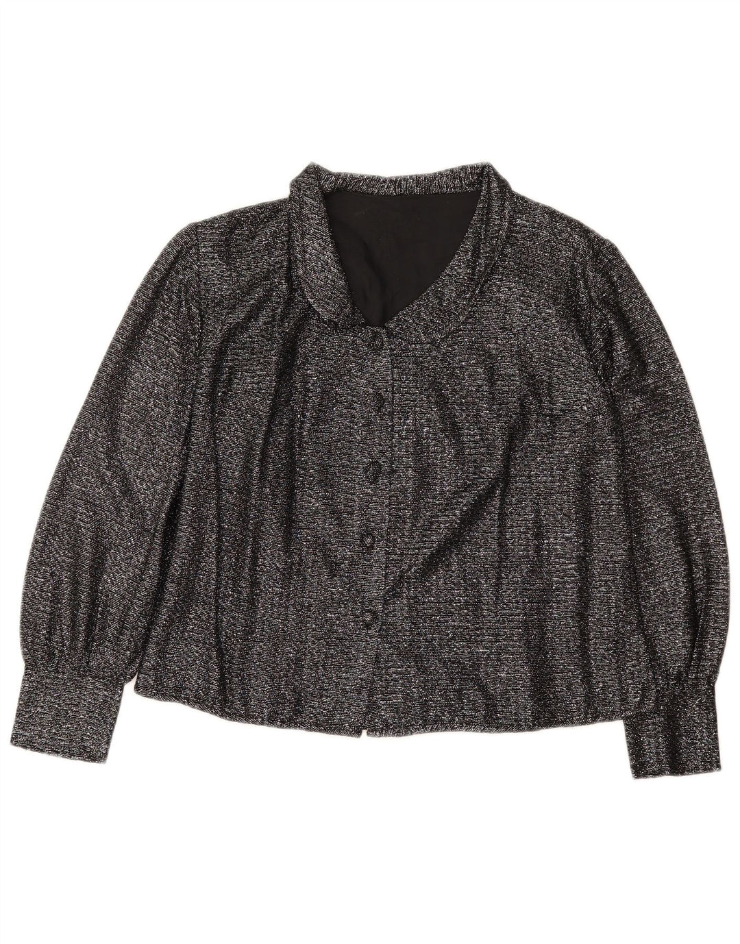 VINTAGE Blusa camisa mujer Reino Unido 16 Grande Negro