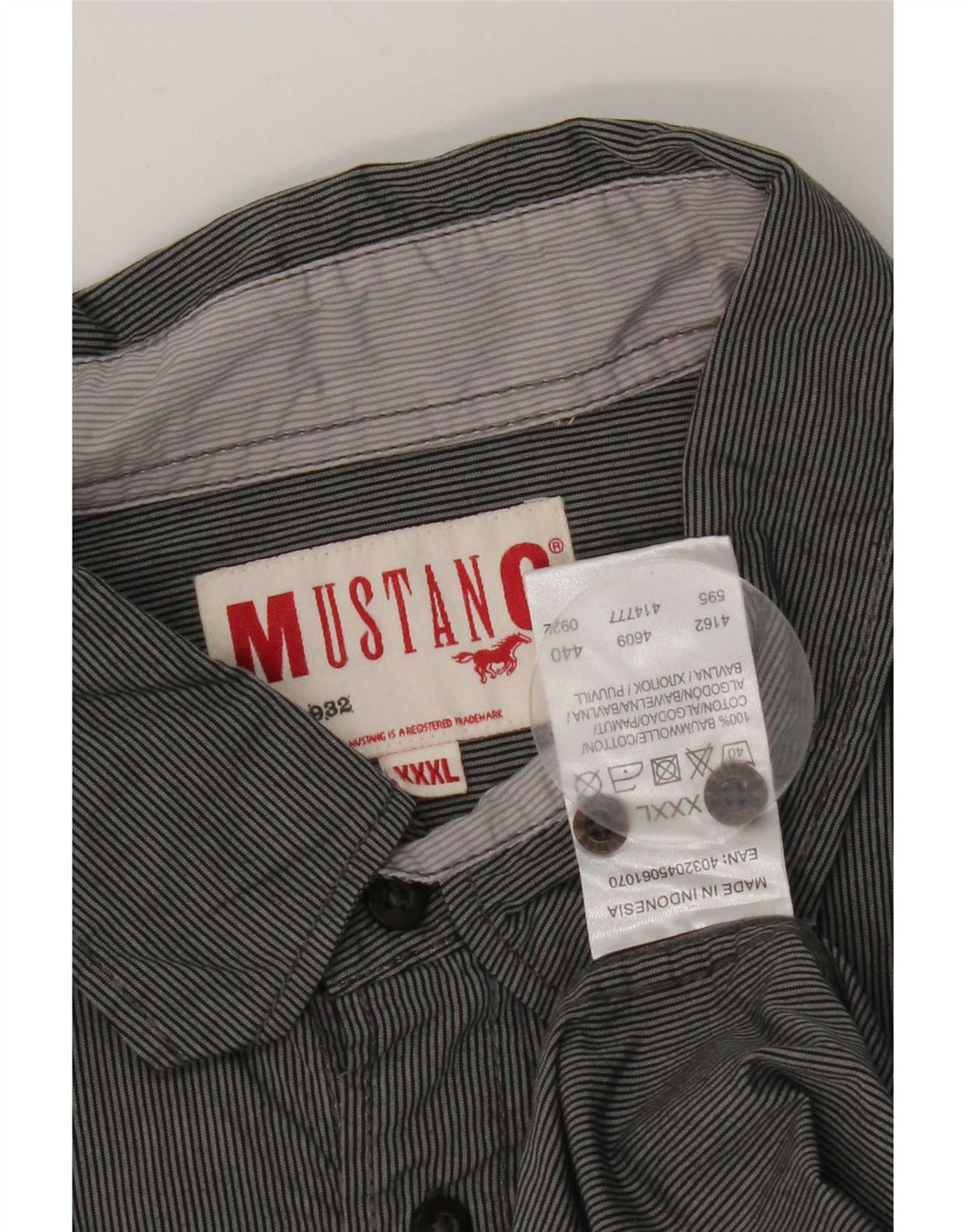 Mustang Camisa Hombre 3XL Algodón Rayas Gris