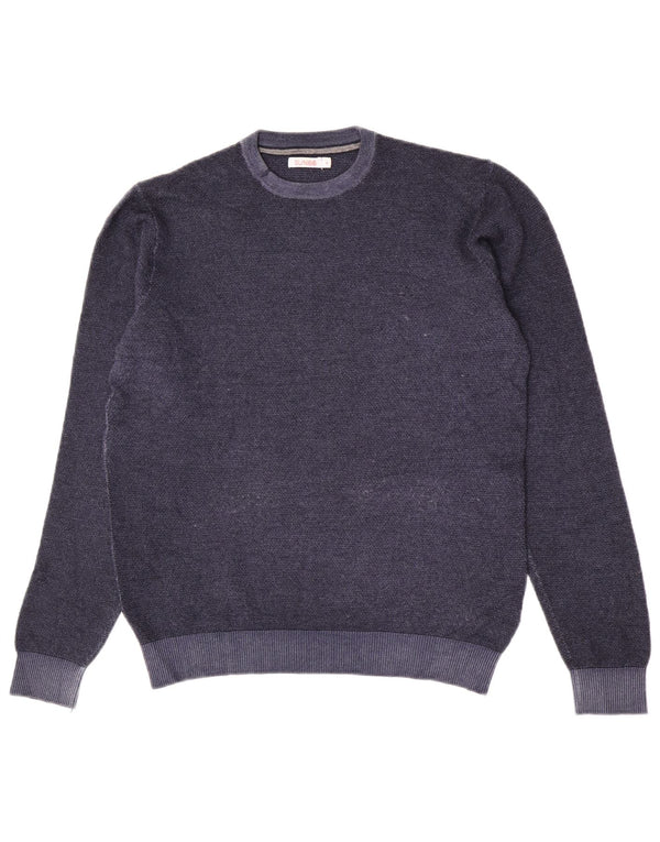 Sun68 Jersey de cuello redondo para hombre de lana azul marino medio