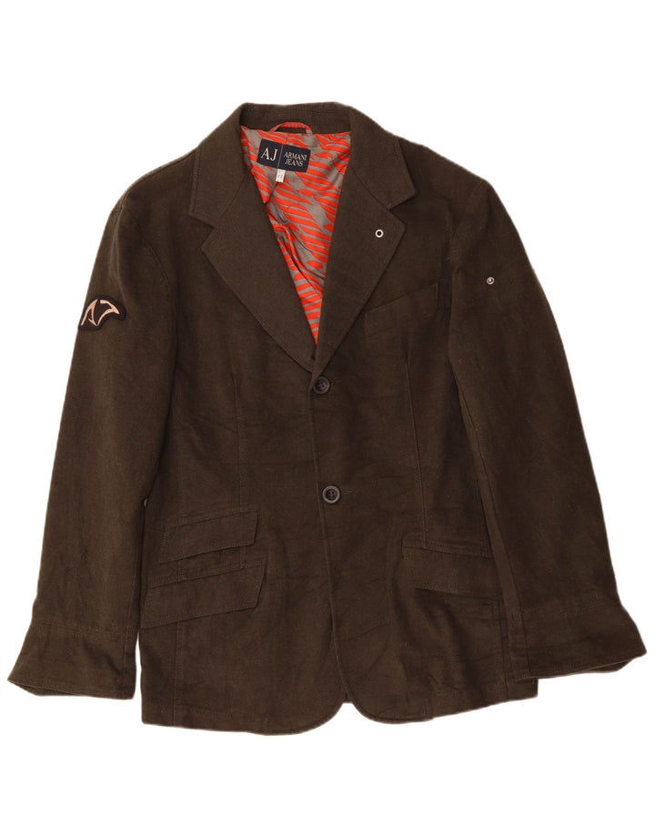ARMANI JEANS Chaqueta tipo blazer de 2 botones para hombre IT 52 Algodón caqui grande