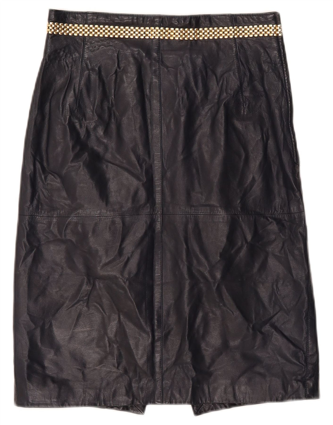 Falda de cuero vintage para mujer IT 46 Medio W26 Cuero azul marino