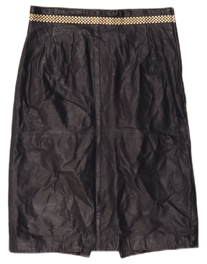Falda de cuero vintage para mujer IT 46 Medio W26 Cuero azul marino