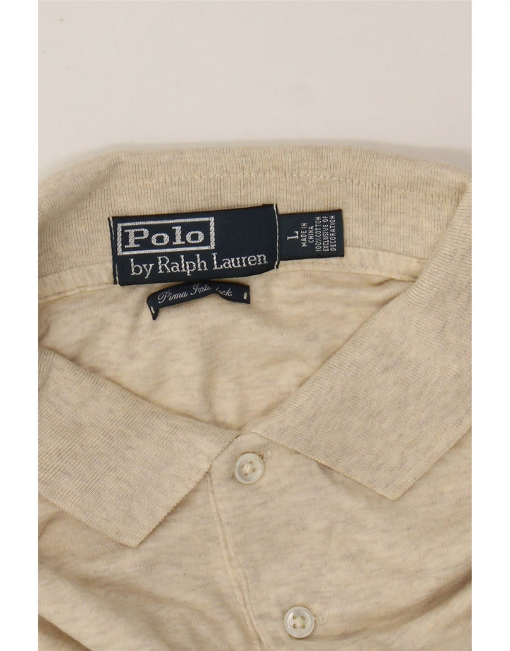 POLO RALPH LAUREN Polo de manga larga para hombre Algodón moteado beige grande