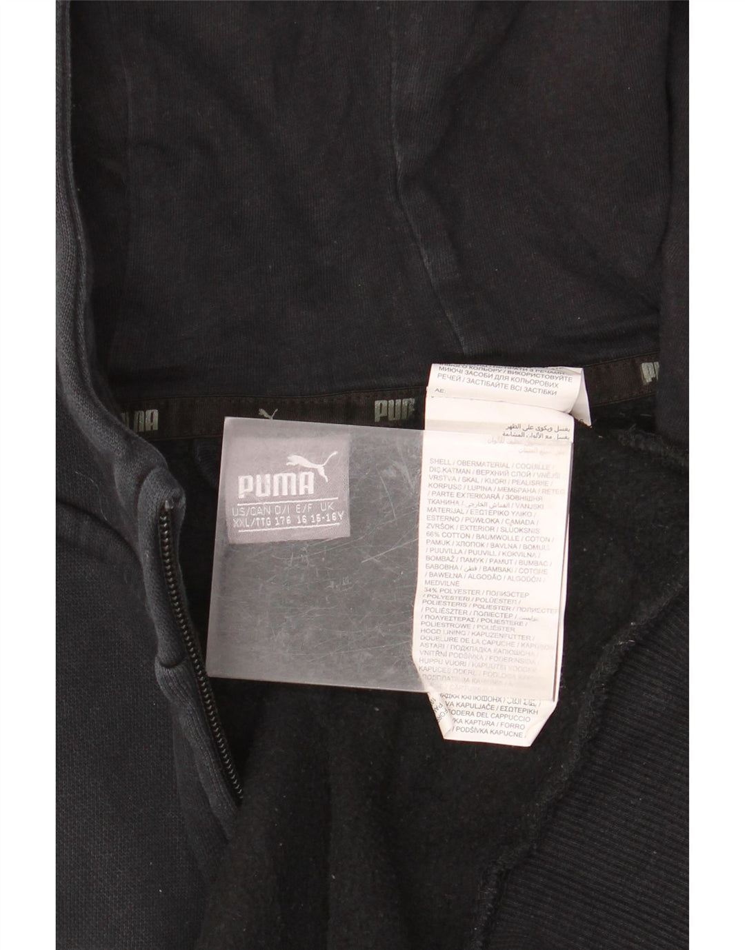 PUMA Sudadera con capucha y cremallera gráfica para niños 15-16 años Algodón negro