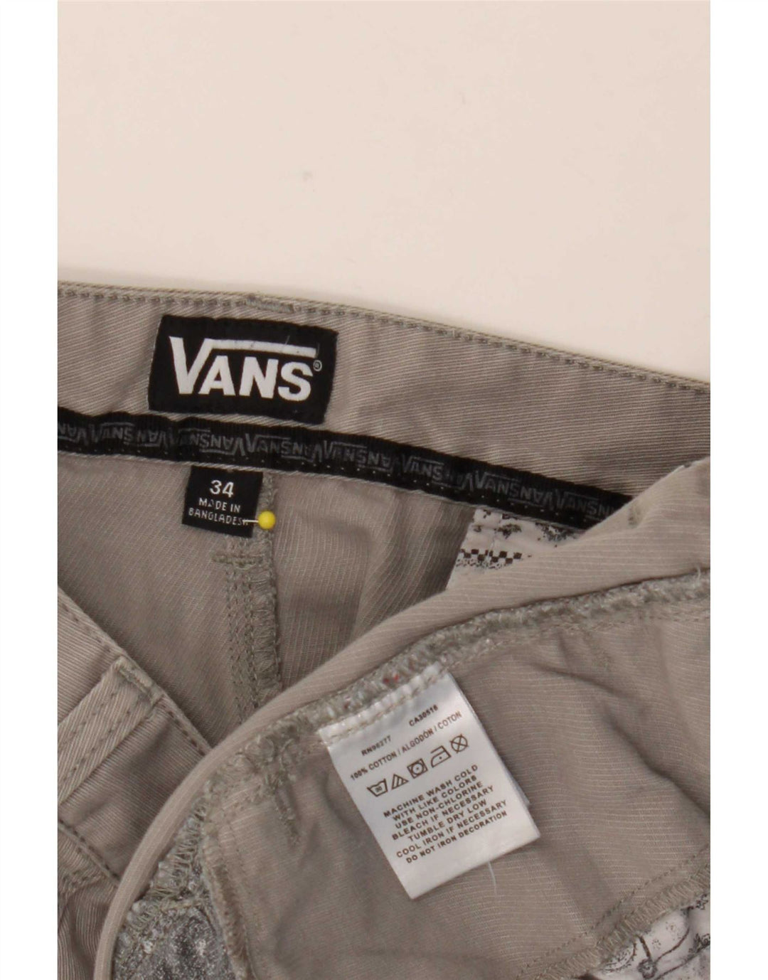 Vans Shorts casuales para hombre W34 Algodón gris grande