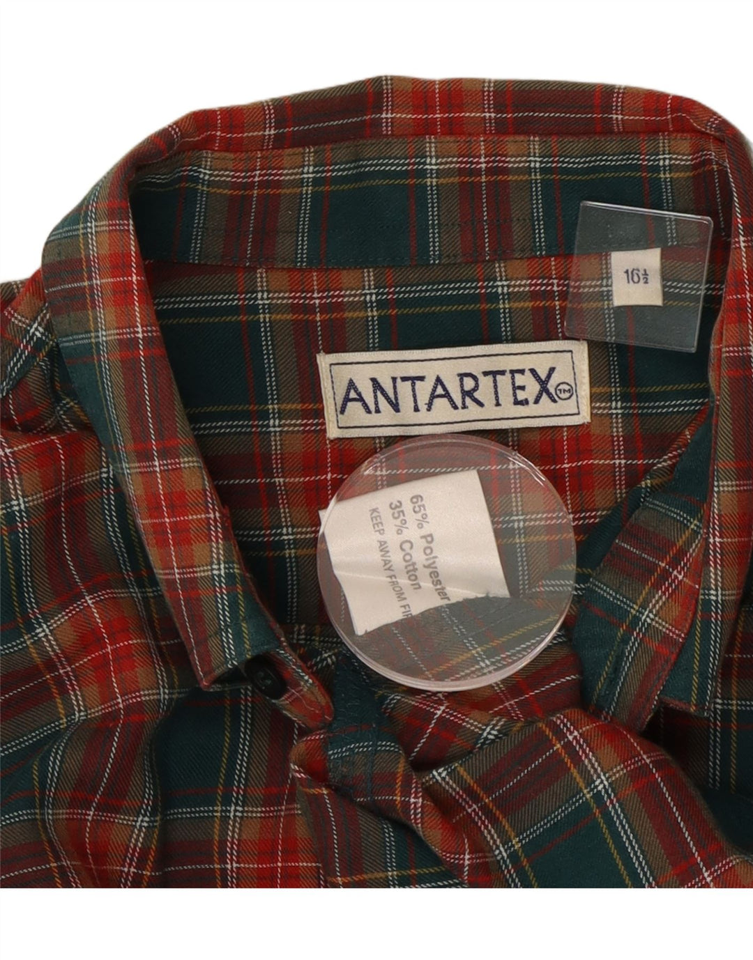 Antartex Camisa de franela para hombre talla 16 1/2 poliéster a cuadros verde grande