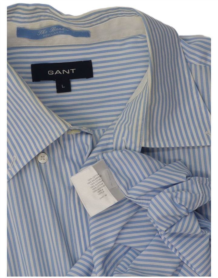 Camisa Gant Regular Fit De Algodón Con Rayas Azules Grandes |