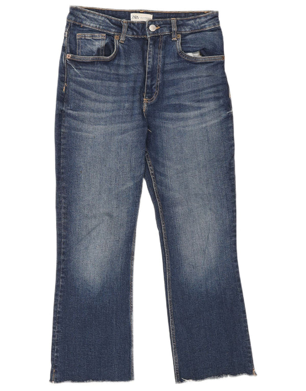 Zara Jeans Cortos De Tiro Alto Para Mujer EU 36 XS W26 L25 Azul