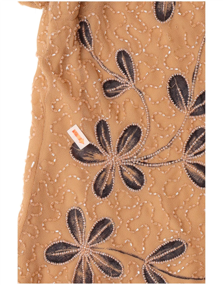 Jacques Vert Blusa para mujer Top UK 12 Poliéster floral beige medio