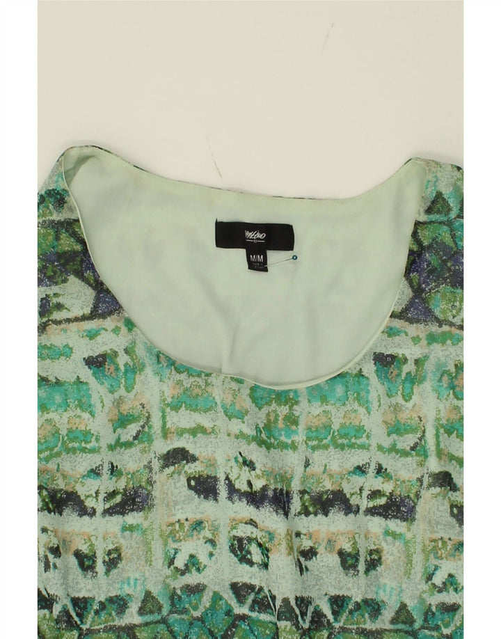MOSSIMO Womens Sleeveless Abstract Pattern A-Line Dress UK 12 Medium Green Vintage Mossimo and Second-Hand Mossimo from Messina Hembry 
