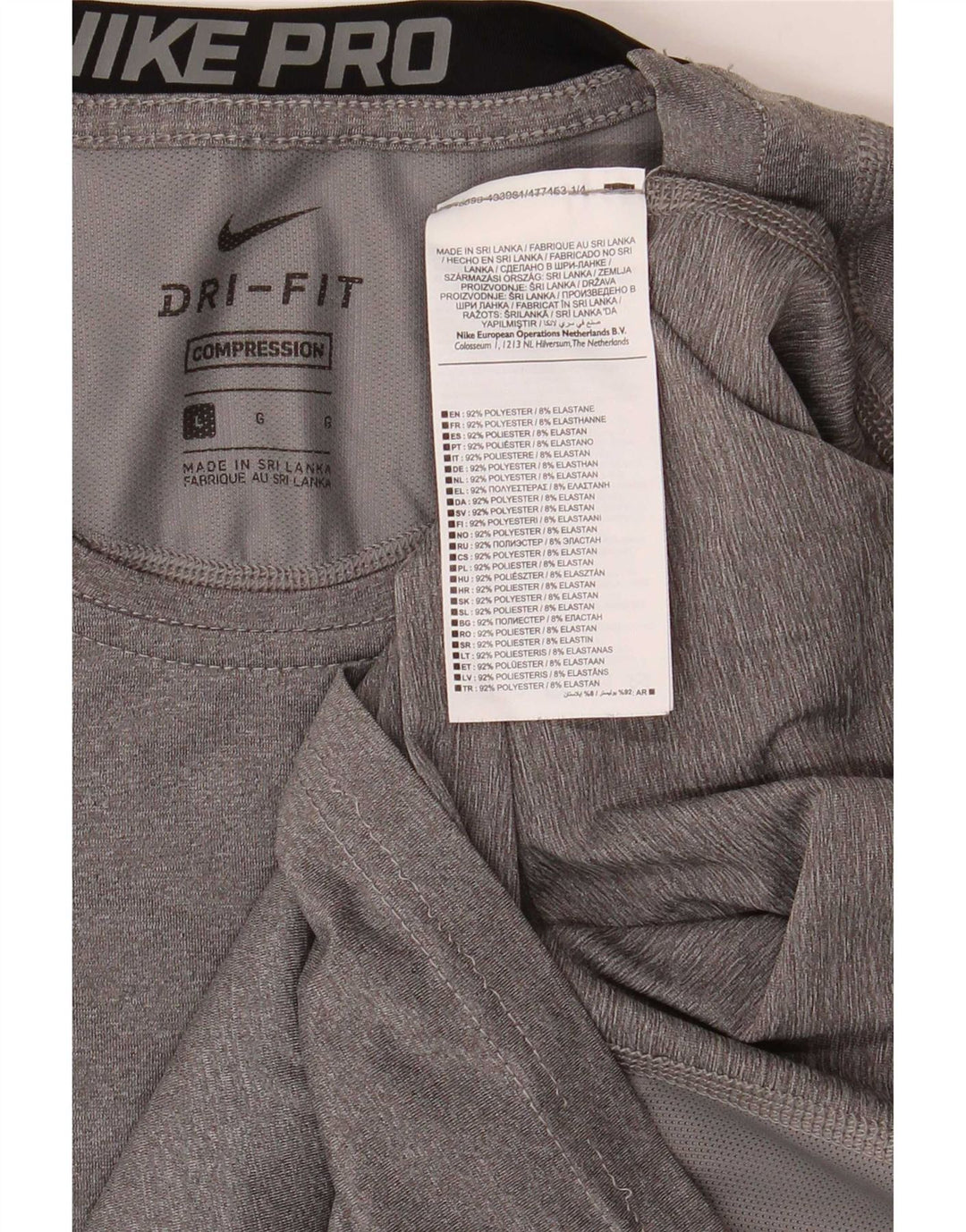 Camiseta Nike Dri Fit para hombre Top poliéster gris grande