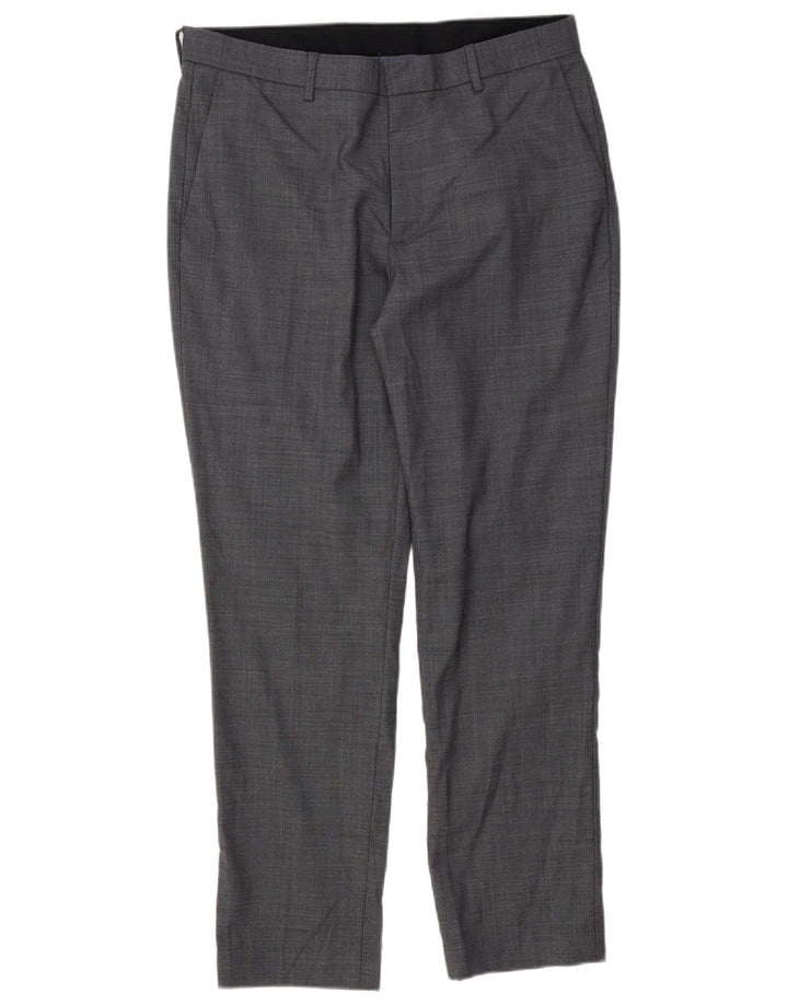 J. CREW Pantalón chino delgado BOWERY para hombre W33 L30 Lana gris a rayas