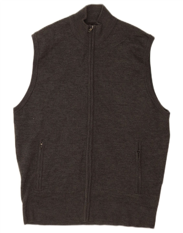 Marks & Spencer Suéter tipo cárdigan sin mangas para hombre Lana merino gris medio