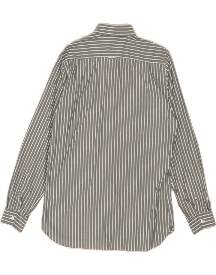 GANT Mens Fitted Shirt Large Grey Striped Cotton Vintage Gant and Second-Hand Gant from Messina Hembry 