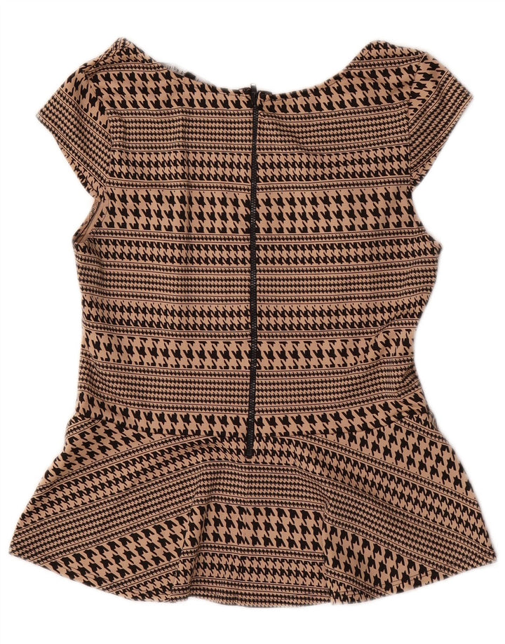 Blusa Oasis para mujer Top UK 42 Medium Beige Houndstooth