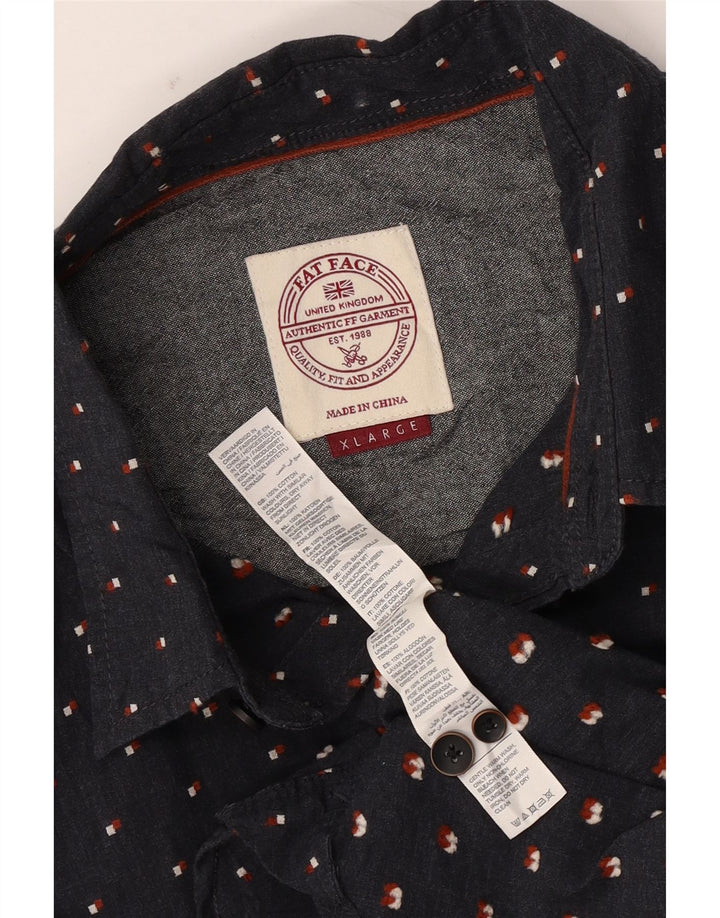 Camisa Hombre Fat Face XL Algodón Moteado Azul Marino