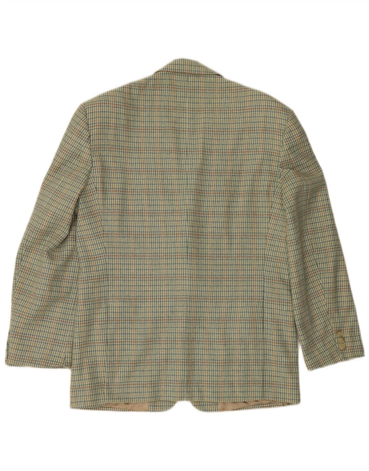 Lebole Chaqueta tipo blazer de 2 botones para hombre IT 50 Large Lana de pata de gallo verde
