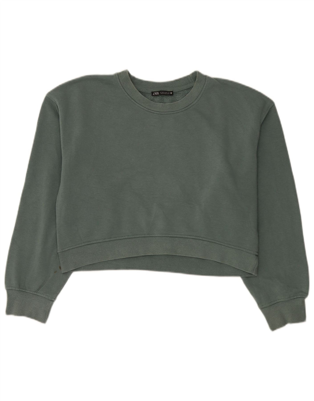 Zara Mujer Crop Sudadera Extragrande Jersey UK 44 Algodón Verde Medio