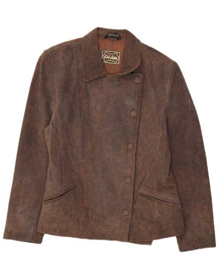 Vintage mujer 5 botones ante Blazer chaqueta IT 42 marrón medio