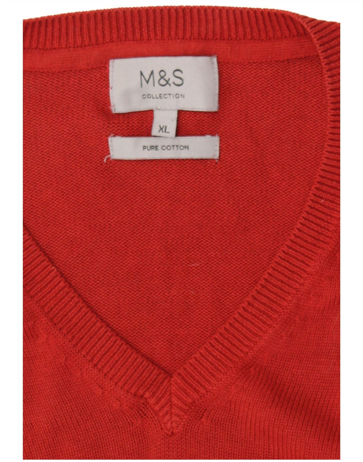 Marks & Spencer Jersey con cuello en V para hombre XL Algodón rojo