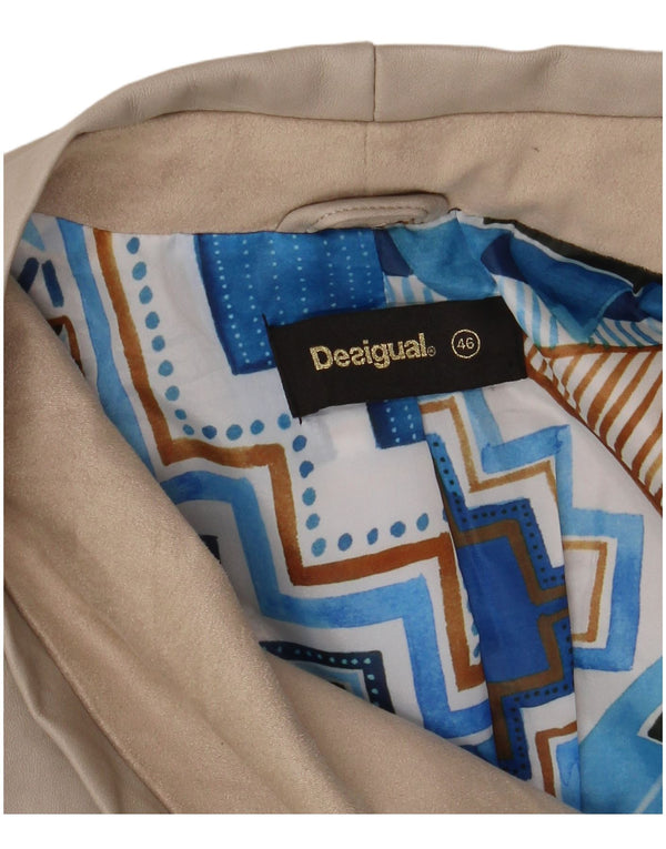 Desigual Mujer Chaqueta Biker De Piel Sintética EU 46 XL Mariposa Gris