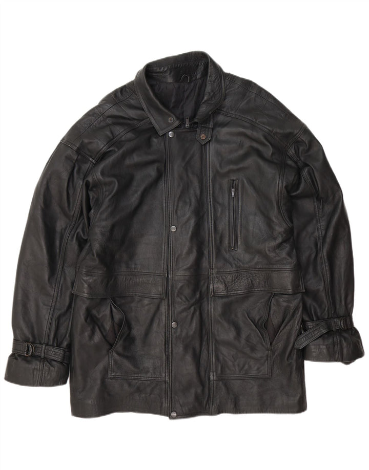 Vintage hombres chaqueta de cuero Reino Unido 38 medio negro