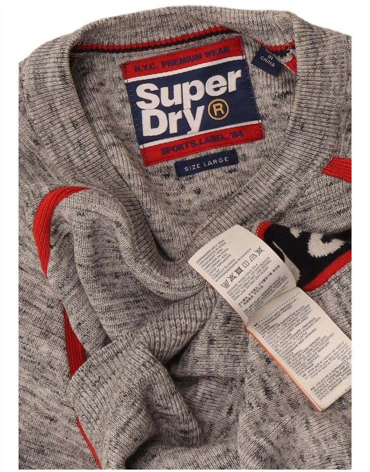 Superdry Jersey con cuello redondo y gráfico para hombre, color gris grande