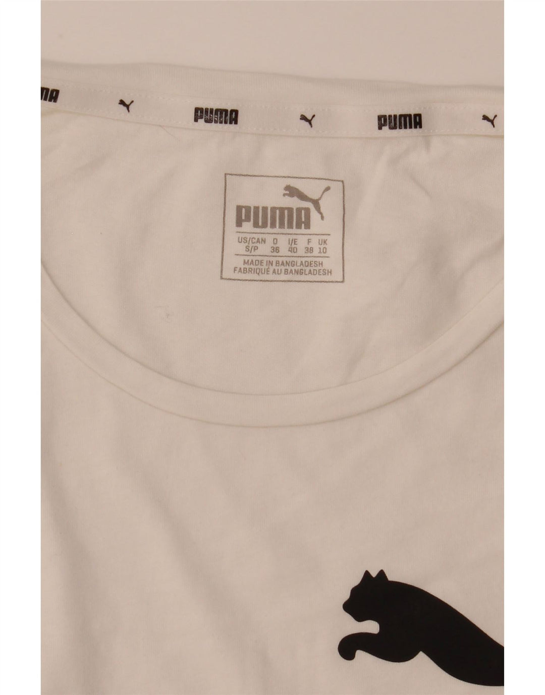 Puma Camiseta gráfica para mujer Top UK 10 Small White
