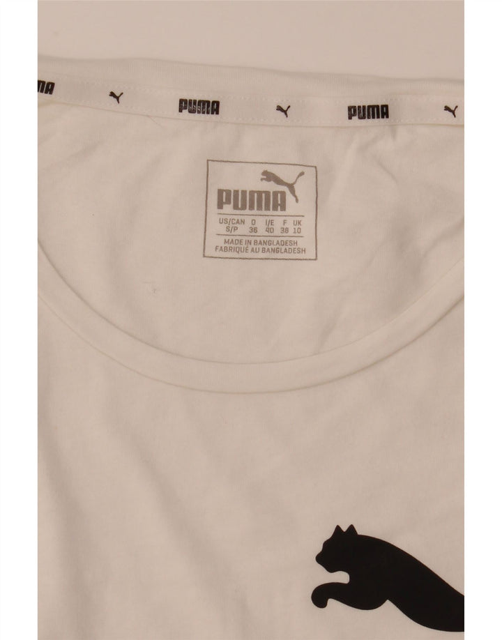Puma Camiseta gráfica para mujer Top UK 10 Small White