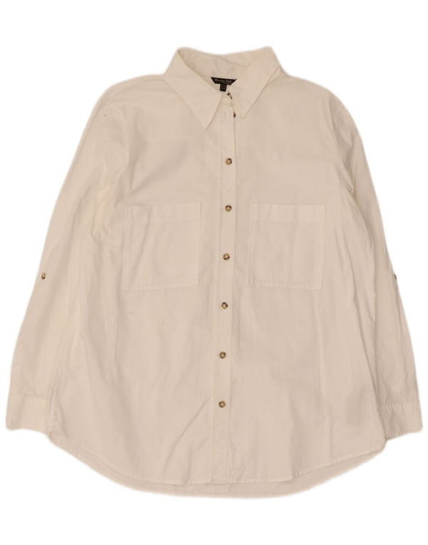 Massimo Dutti Camisa Manga Larga Mujer EU 44 XL Blanco Algodón