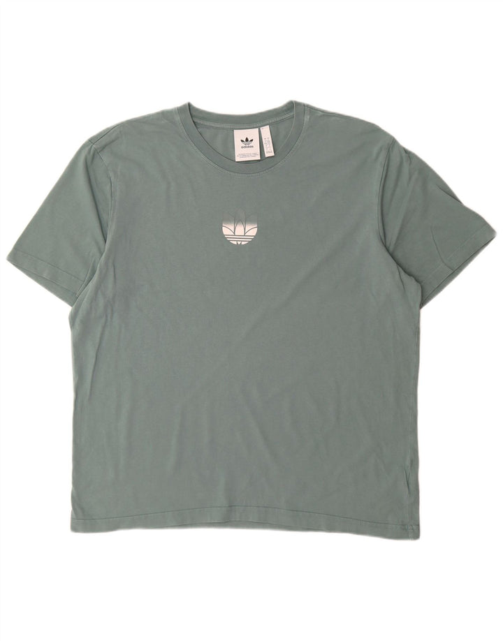 Adidas - Camiseta para hombre, talla grande, algodón azul