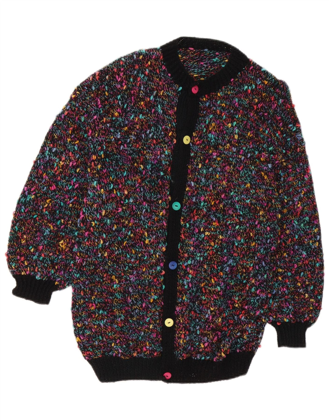 Vintage mujer Cardigan suéter Reino Unido 14 medio multicolor moteado