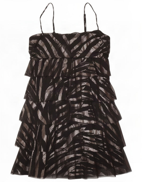 Star by Julien Macdonald Vestido escalonado para mujer UK 46 Large Black Animal Print