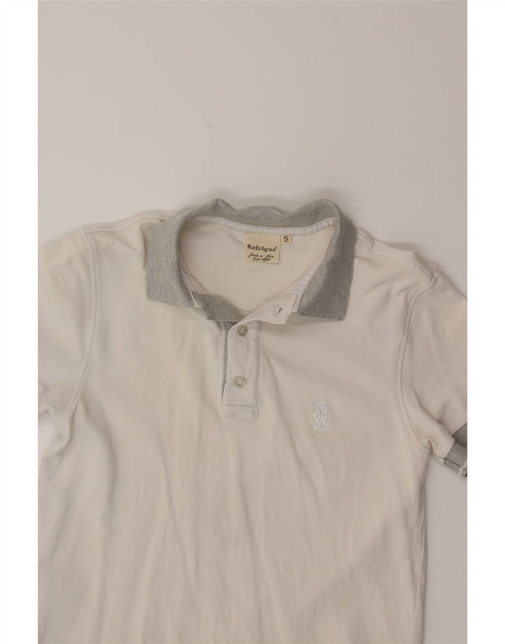 REFRIGUE Mens Polo Shirt Small White Cotton Vintage Refrigue and Second-Hand Refrigue from Messina Hembry 