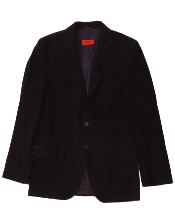 HUGO BOSS Chaqueta tipo blazer de 2 botones para hombre EU 50 Large Algodón negro a rayas