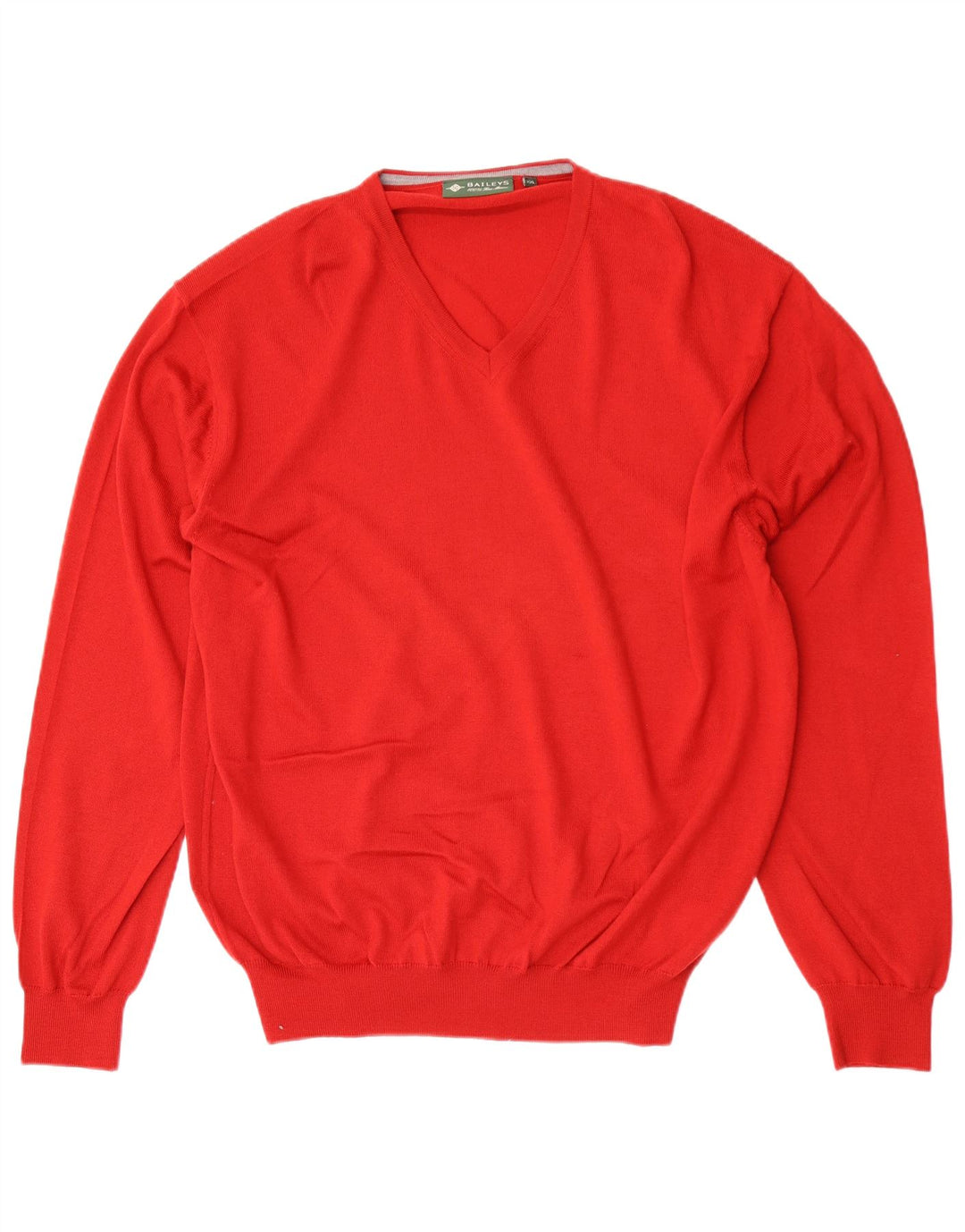 Baileys Jersey con cuello en V para hombre, talla 2XL, lana virgen roja