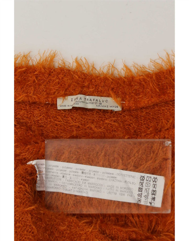 Zara Camiseta Mujer Top UK 10 Small Naranja Poliéster