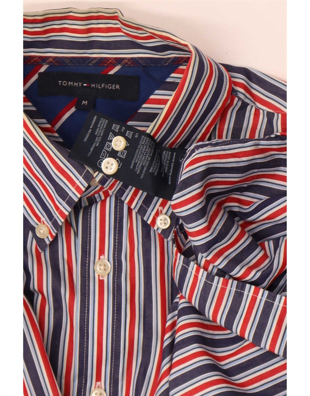 Camisa Tommy Hilfiger Hombre Mediana Algodón A Rayas Multicolor